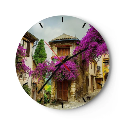 Horloge murale - Pendule murale - Sous un dais fleuri - 30x30 cm