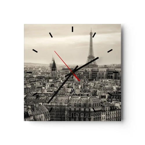 Horloge murale - Pendule murale - Sur les toits de Paris - 30x30 cm