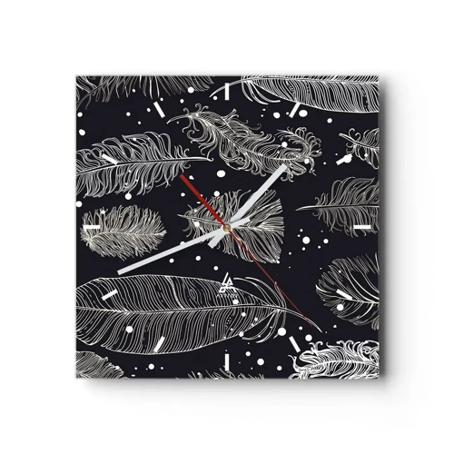 Horloge murale - Pendule murale - Toile de plumes - 30x30 cm