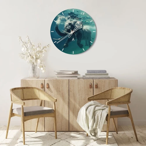 Horloge murale - Pendule murale - Tout le monde aime nager - 30x30 cm