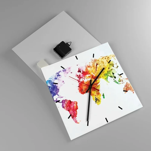 Horloge murale - Pendule murale - Toutes les couleurs du monde - 30x30 cm