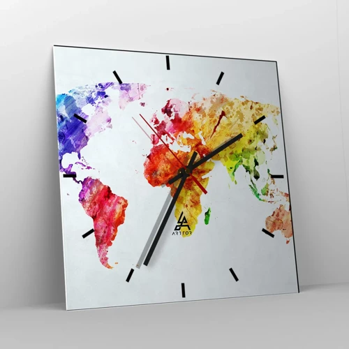 Horloge murale - Pendule murale - Toutes les couleurs du monde - 30x30 cm