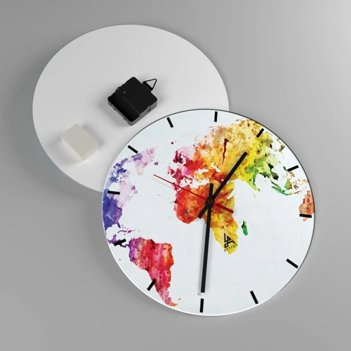 Horloge murale - Pendule murale - Toutes les couleurs du monde - 30x30 cm
