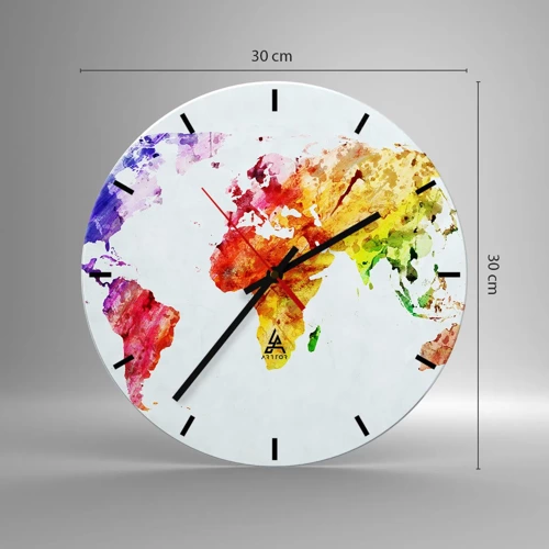 Horloge murale - Pendule murale - Toutes les couleurs du monde - 30x30 cm