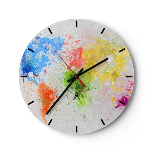 Horloge murale - Pendule murale - Toutes les couleurs du monde - 30x30 cm