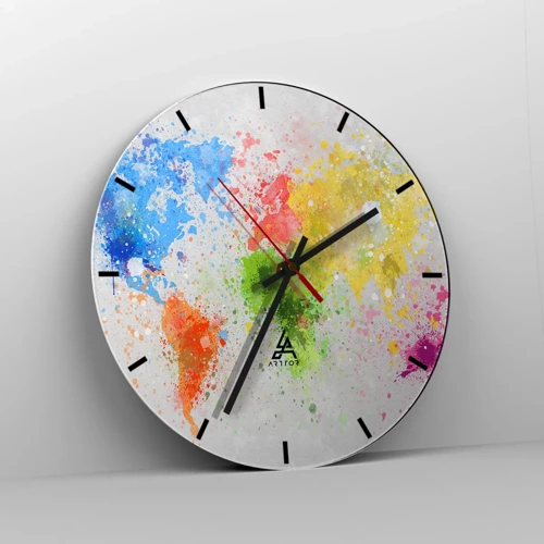 Horloge murale - Pendule murale - Toutes les couleurs du monde - 30x30 cm