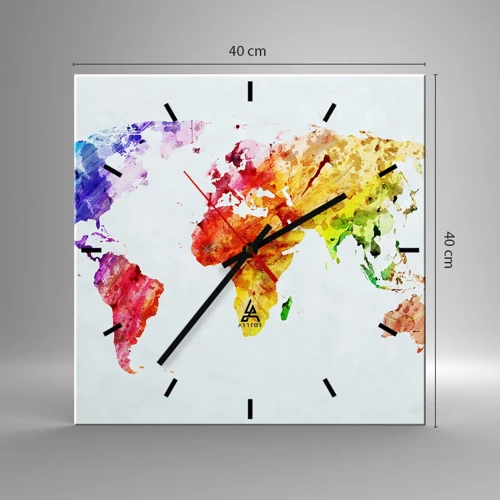 Horloge murale - Pendule murale - Toutes les couleurs du monde - 40x40 cm