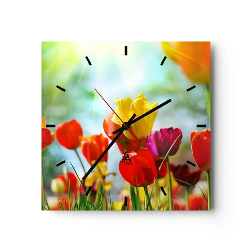 Horloge murale - Pendule murale - Toutes les couleurs du soleil - 30x30 cm