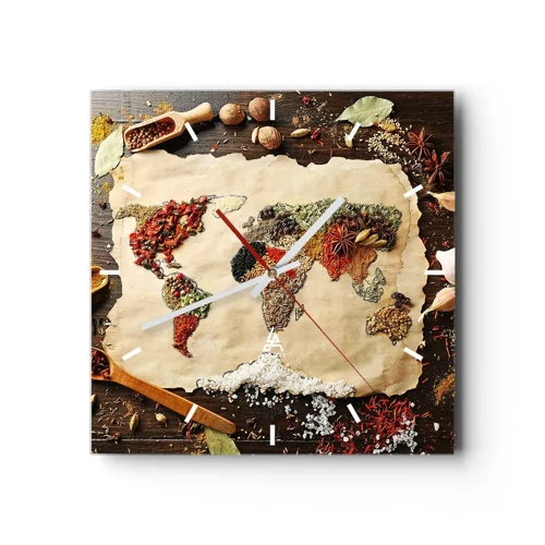 Horloge murale - Pendule murale - Toutes les saveurs du monde - 30x30 cm