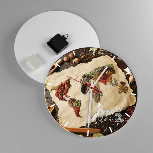 Horloge murale - Pendule murale - Toutes les saveurs du monde - 30x30 cm