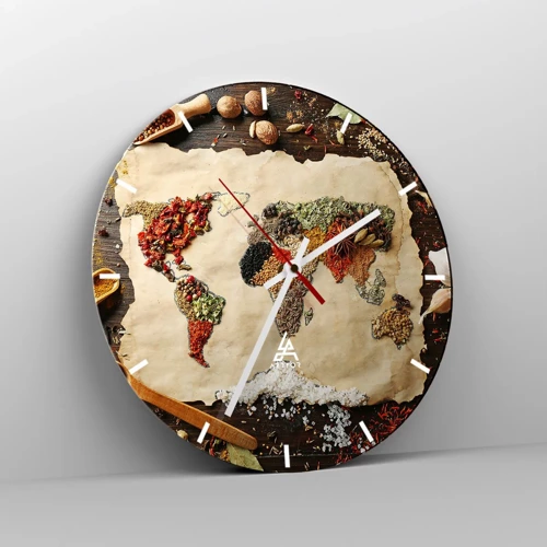 Horloge murale - Pendule murale - Toutes les saveurs du monde - 30x30 cm