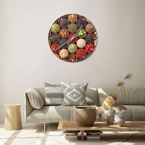 Horloge murale - Pendule murale - Toutes les saveurs du monde - 30x30 cm