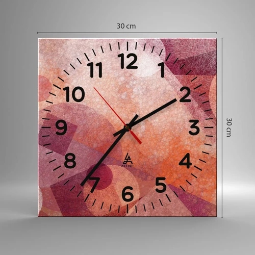 Horloge murale - Pendule murale - Transformations géométriques en rose - 30x30 cm