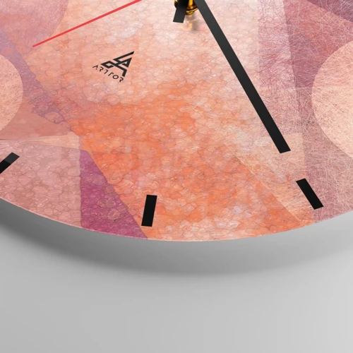Horloge murale - Pendule murale - Transformations géométriques en rose - 40x40 cm