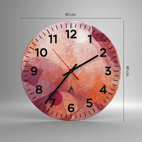 Horloge murale - Pendule murale - Transformations géométriques en rose - 40x40 cm