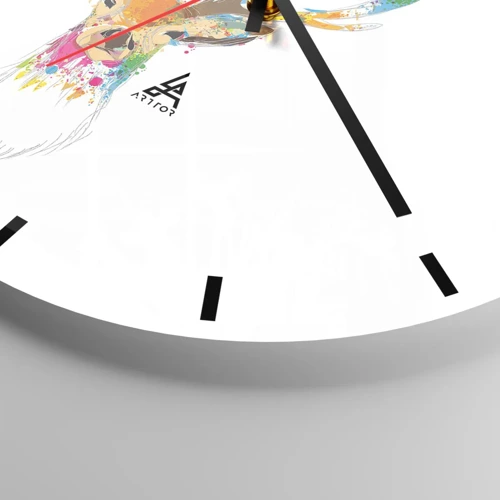 Horloge murale - Pendule murale - Un cerf doux baigné de couleur - 30x30 cm
