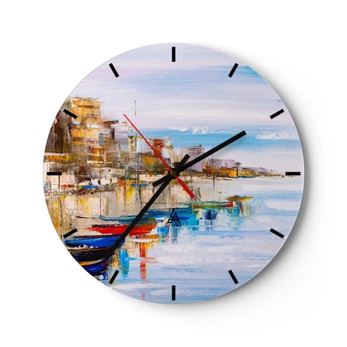Horloge murale - Pendule murale - Un havre urbain multicolore - 40x40 cm