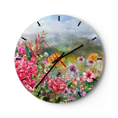 Horloge murale - Pendule murale - Un jardin devenu fou - 30x30 cm