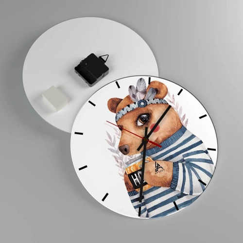 Horloge murale - Pendule murale - Un nounours trop mignon - 30x30 cm