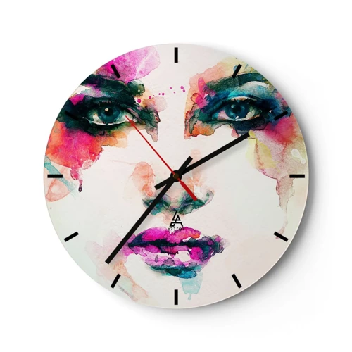 Horloge murale - Pendule murale - Un portrait peint avec un arc-en-ciel - 30x30 cm