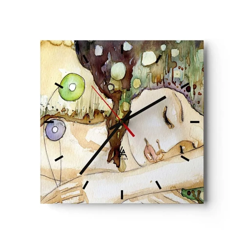 Horloge murale - Pendule murale - Un rêve violet émeraude - 30x30 cm