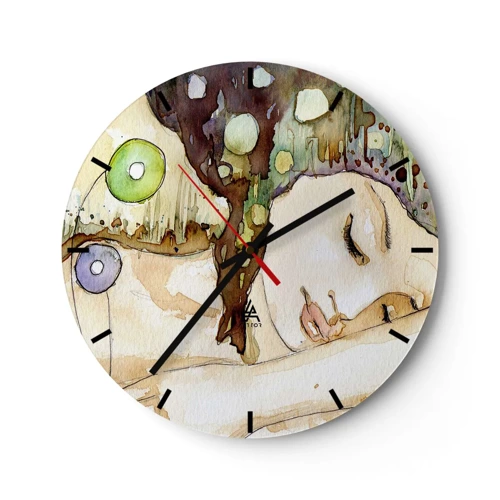 Horloge murale - Pendule murale - Un rêve violet émeraude - 30x30 cm
