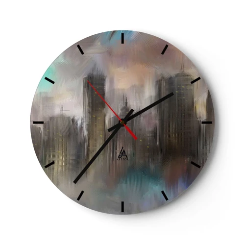 Horloge murale - Pendule murale - Une composition d'acier, de pierre et de brouillard - 30x30 cm