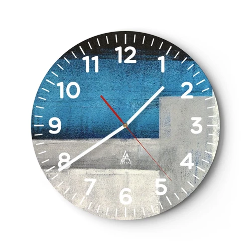 Horloge murale - Pendule murale - Une composition poétique de gris et de bleu - 30x30 cm