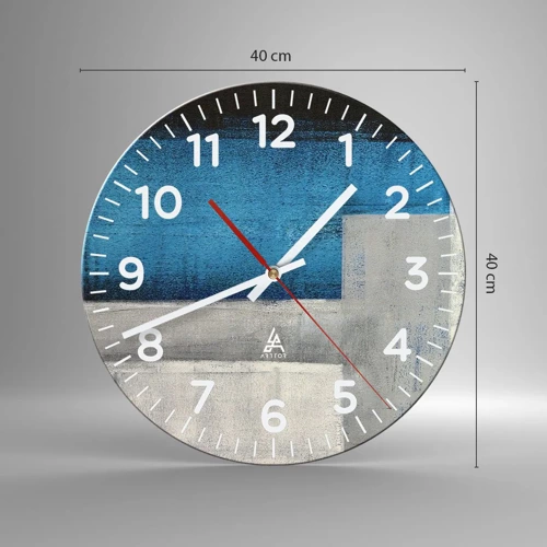 Horloge murale - Pendule murale - Une composition poétique de gris et de bleu - 40x40 cm