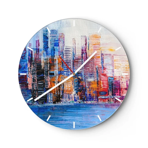 Horloge murale - Pendule murale - Une métropole joyeuse - 30x30 cm