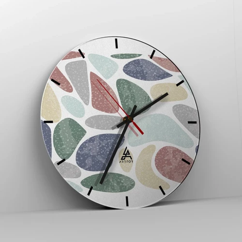 Horloge murale - Pendule murale - Une mosaïque de couleurs poudrées - 40x40 cm