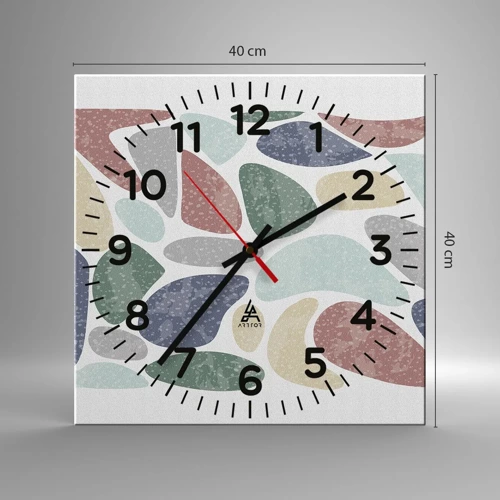 Horloge murale - Pendule murale - Une mosaïque de couleurs poudrées - 40x40 cm