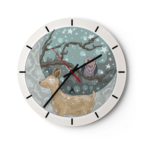 Horloge murale - Pendule murale - Une nuit de conte de fées en forêt  - 30x30 cm