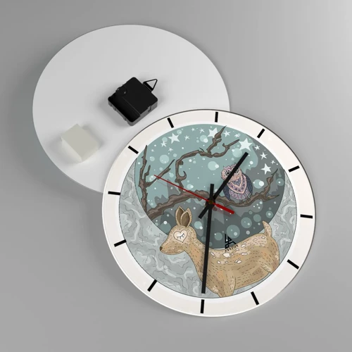 Horloge murale - Pendule murale - Une nuit de conte de fées en forêt  - 30x30 cm