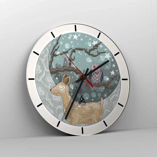 Horloge murale - Pendule murale - Une nuit de conte de fées en forêt  - 30x30 cm