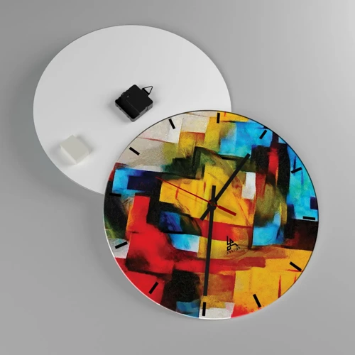 Horloge murale - Pendule murale - Une superposition multicolore - 40x40 cm