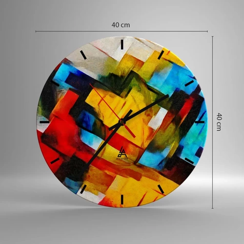 Horloge murale - Pendule murale - Une superposition multicolore - 40x40 cm