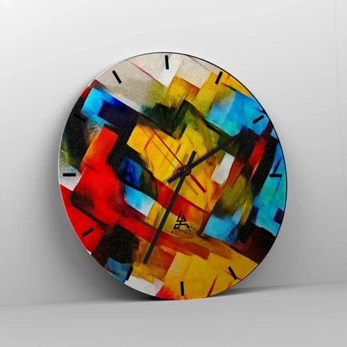 Horloge murale - Pendule murale - Une superposition multicolore - 40x40 cm