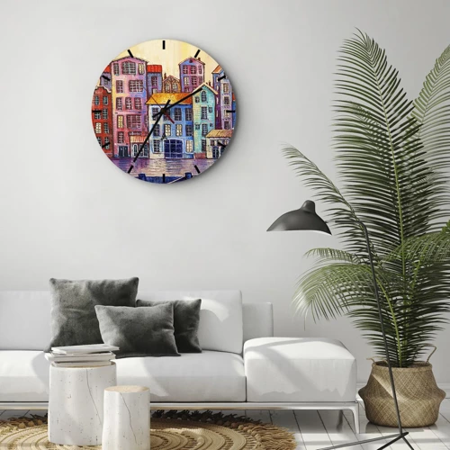 Horloge murale - Pendule murale - Une ville comme dans un conte de fées - 30x30 cm