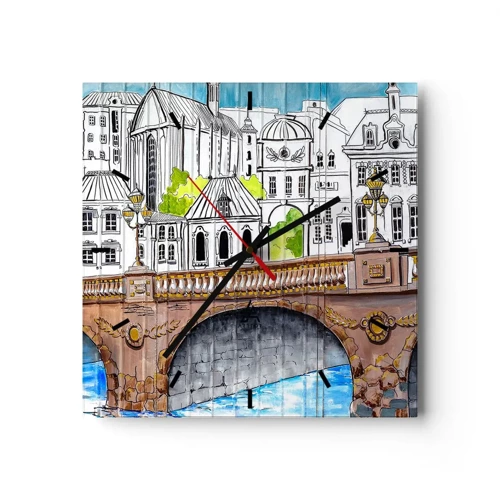 Horloge murale - Pendule murale - Une ville comme peinte - 30x30 cm