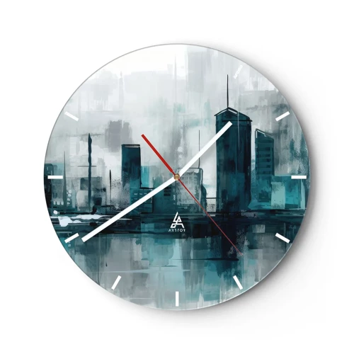 Horloge murale - Pendule murale - Une ville couleur de pluie - 30x30 cm