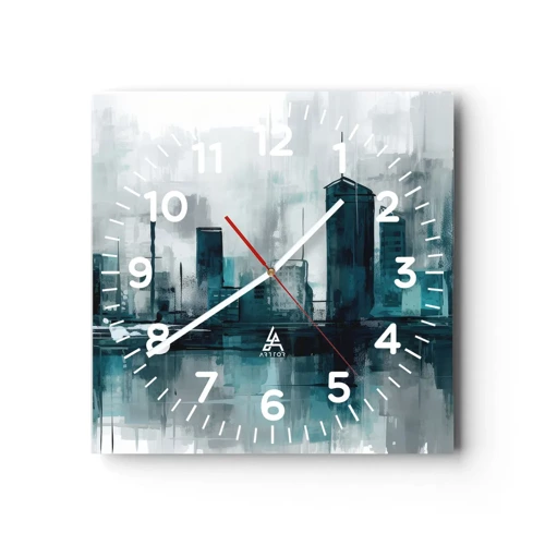 Horloge murale - Pendule murale - Une ville couleur de pluie - 40x40 cm