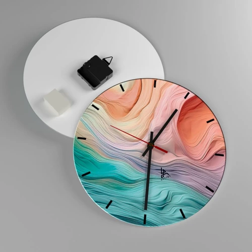 Horloge murale - Pendule murale - Vague arc-en-ciel - 30x30 cm