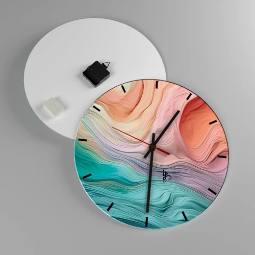 Horloge murale - Pendule murale - Vague arc-en-ciel - 40x40 cm