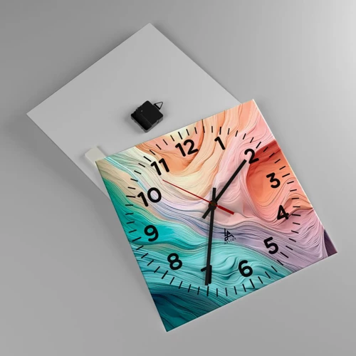 Horloge murale - Pendule murale - Vague arc-en-ciel - 40x40 cm