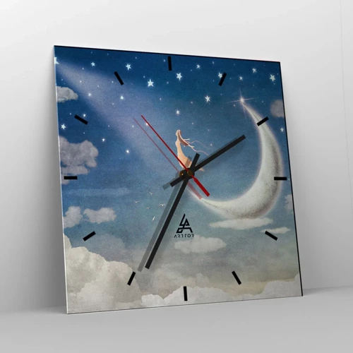 Horloge murale - Pendule murale - Valise bleue - 30x30 cm