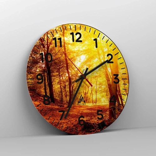 Horloge murale - Pendule murale - Vers la clairière dorée - 30x30 cm