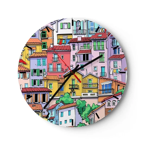 Horloge murale - Pendule murale - Ville joyeuse - 30x30 cm