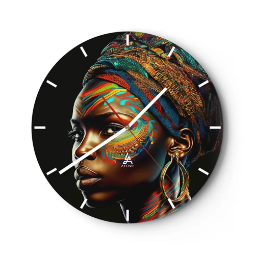 Horloge murale - Pendule murale - reine africaine - 30x30 cm