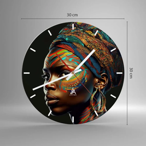 Horloge murale - Pendule murale - reine africaine - 30x30 cm